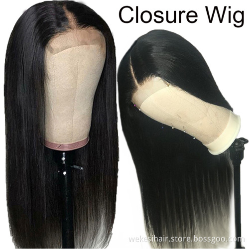 Brazilian Remy Hair Straight 4*4 Lace Closure Wigs for Black Women